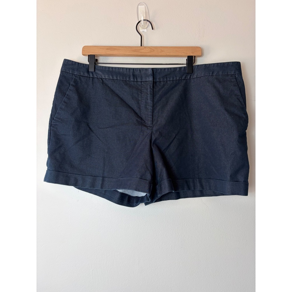 Attention Women Indigo Denim Shorts Contemporary Fit Cuffed Hem Plus Size 18